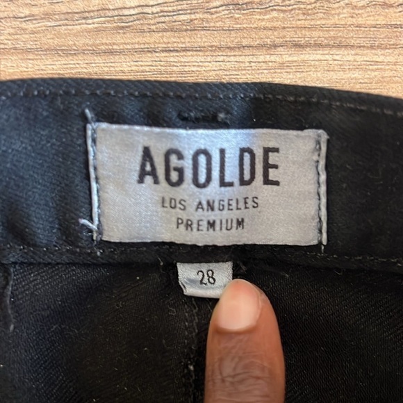 Agolde Jeanette Mini Denim Skirt Size 28 in Coated Black - Picture 4 of 10